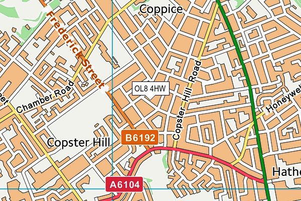 OL8 4HW map - OS VectorMap District (Ordnance Survey)