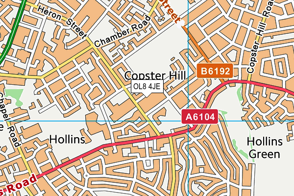 OL8 4JE map - OS VectorMap District (Ordnance Survey)