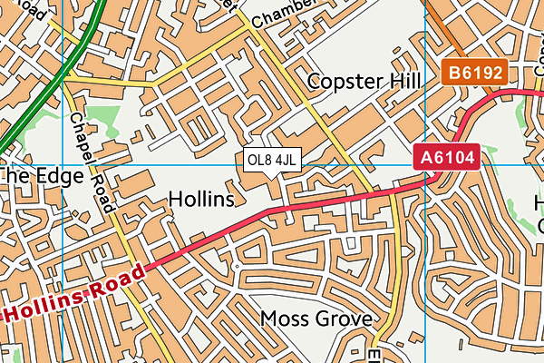 OL8 4JL map - OS VectorMap District (Ordnance Survey)