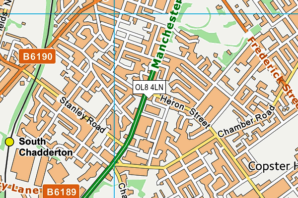 OL8 4LN map - OS VectorMap District (Ordnance Survey)