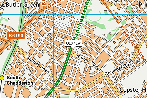 OL8 4LW map - OS VectorMap District (Ordnance Survey)