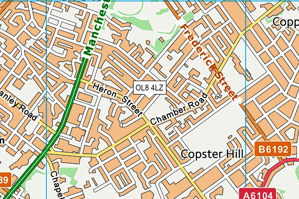 OL8 4LZ map - OS VectorMap District (Ordnance Survey)