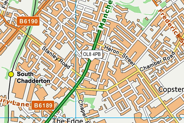 OL8 4PB map - OS VectorMap District (Ordnance Survey)