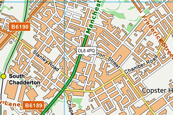OL8 4PQ map - OS VectorMap District (Ordnance Survey)