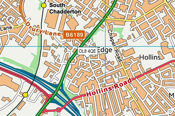 OL8 4QE map - OS VectorMap District (Ordnance Survey)