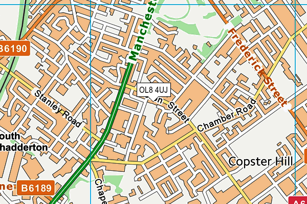 OL8 4UJ map - OS VectorMap District (Ordnance Survey)