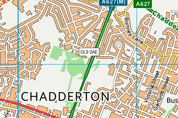 OL9 0AE map - OS VectorMap District (Ordnance Survey)