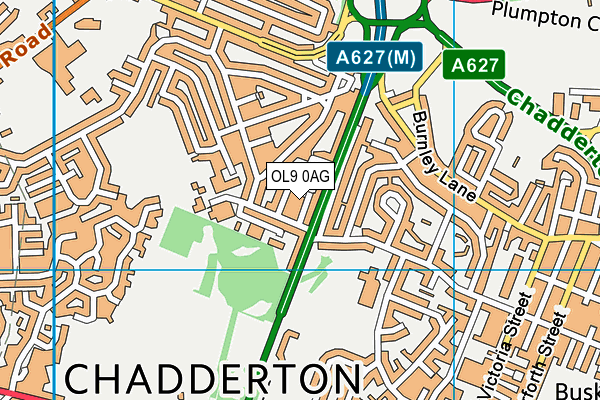 OL9 0AG map - OS VectorMap District (Ordnance Survey)