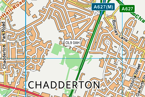 OL9 0AH map - OS VectorMap District (Ordnance Survey)