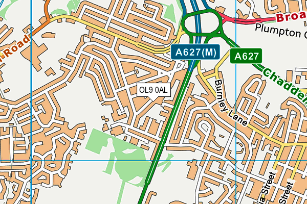 OL9 0AL map - OS VectorMap District (Ordnance Survey)