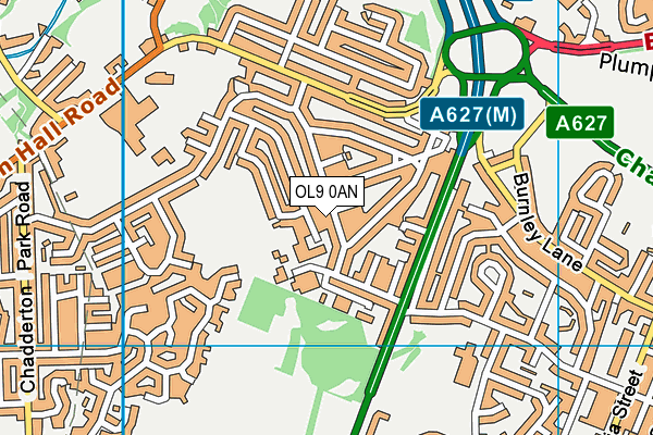 OL9 0AN map - OS VectorMap District (Ordnance Survey)