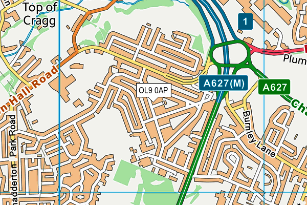 OL9 0AP map - OS VectorMap District (Ordnance Survey)