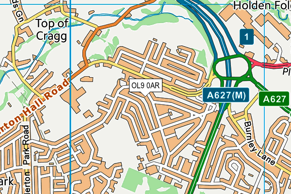 OL9 0AR map - OS VectorMap District (Ordnance Survey)