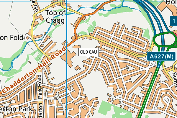 OL9 0AU map - OS VectorMap District (Ordnance Survey)