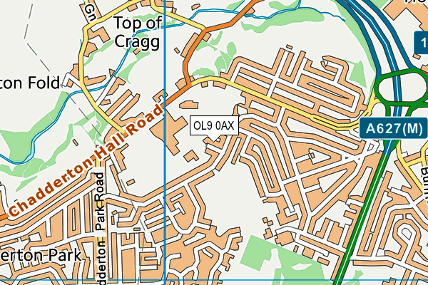 OL9 0AX map - OS VectorMap District (Ordnance Survey)