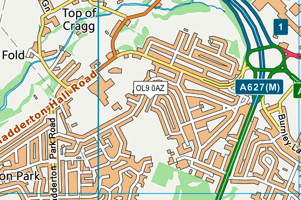 OL9 0AZ map - OS VectorMap District (Ordnance Survey)