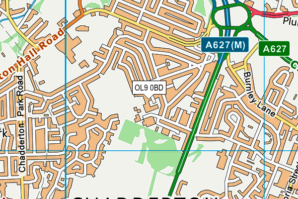 OL9 0BD map - OS VectorMap District (Ordnance Survey)