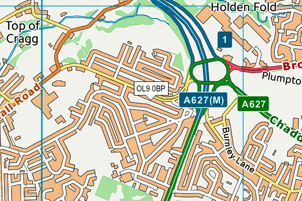 OL9 0BP map - OS VectorMap District (Ordnance Survey)