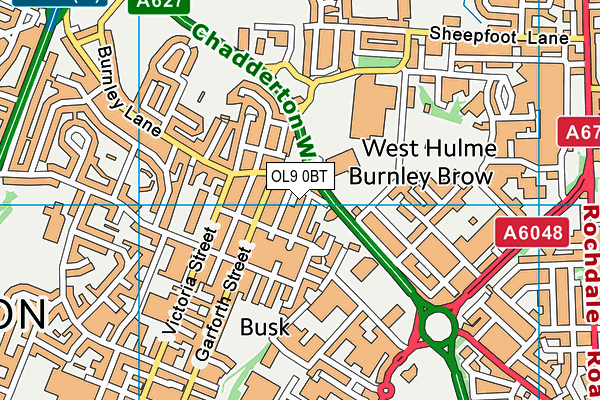 OL9 0BT map - OS VectorMap District (Ordnance Survey)