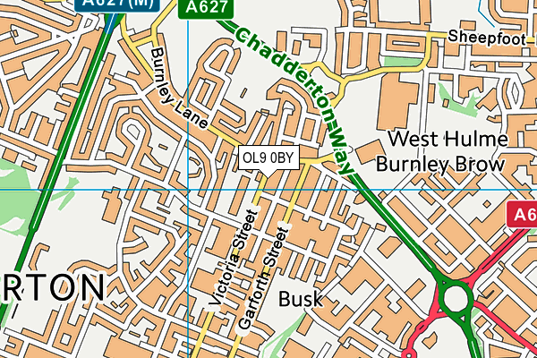 Burnley Brow Community School map (OL9 0BY) - OS VectorMap District (Ordnance Survey)