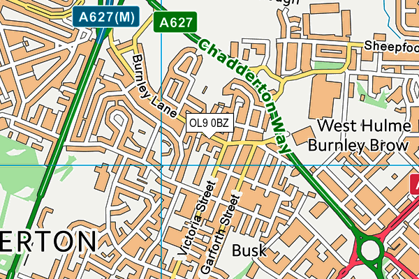 OL9 0BZ map - OS VectorMap District (Ordnance Survey)