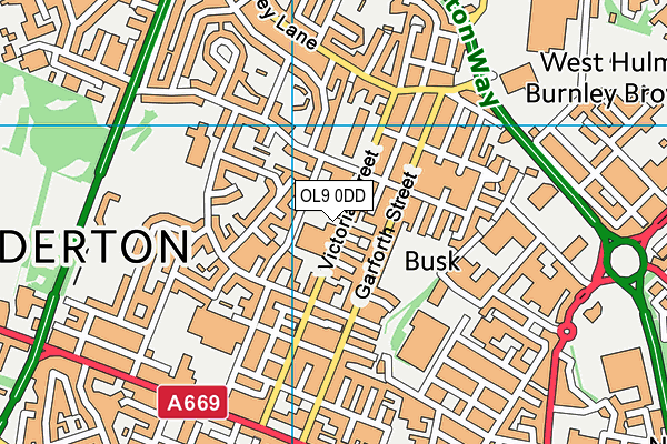 OL9 0DD map - OS VectorMap District (Ordnance Survey)