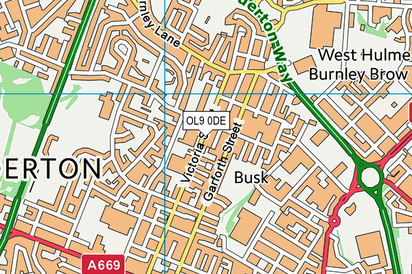 OL9 0DE map - OS VectorMap District (Ordnance Survey)