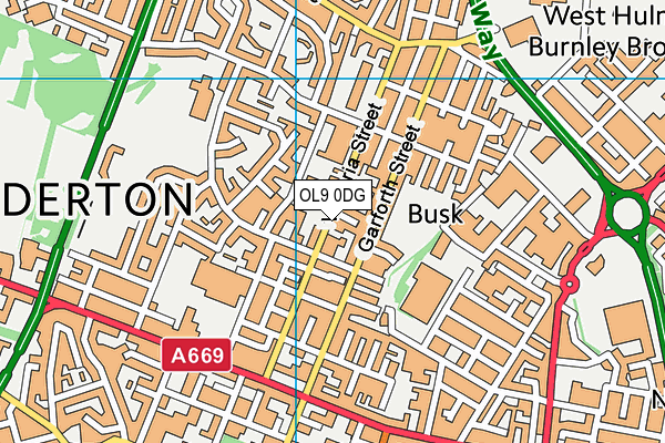 OL9 0DG map - OS VectorMap District (Ordnance Survey)