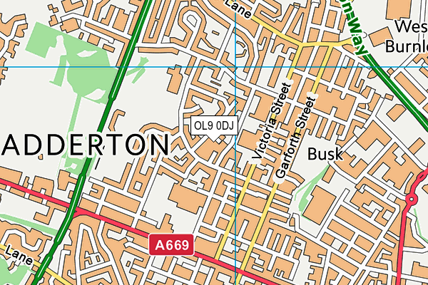 OL9 0DJ map - OS VectorMap District (Ordnance Survey)