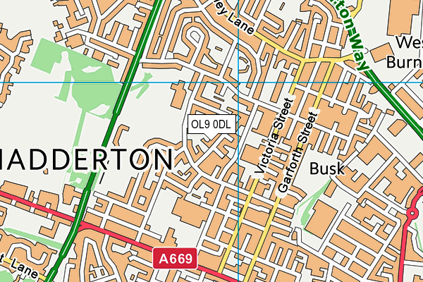 OL9 0DL map - OS VectorMap District (Ordnance Survey)