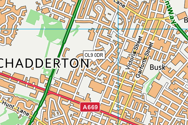 OL9 0DR map - OS VectorMap District (Ordnance Survey)