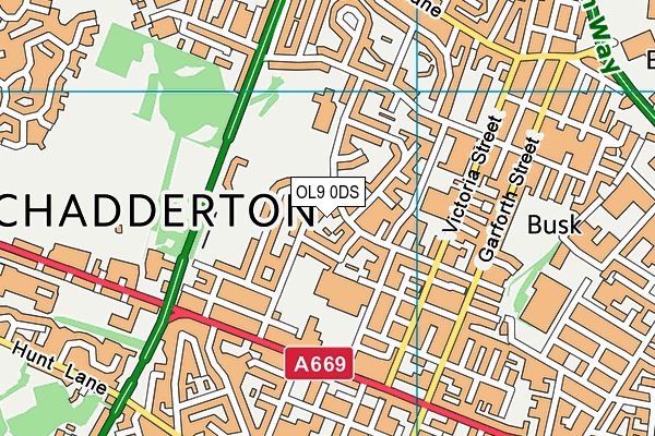 OL9 0DS map - OS VectorMap District (Ordnance Survey)