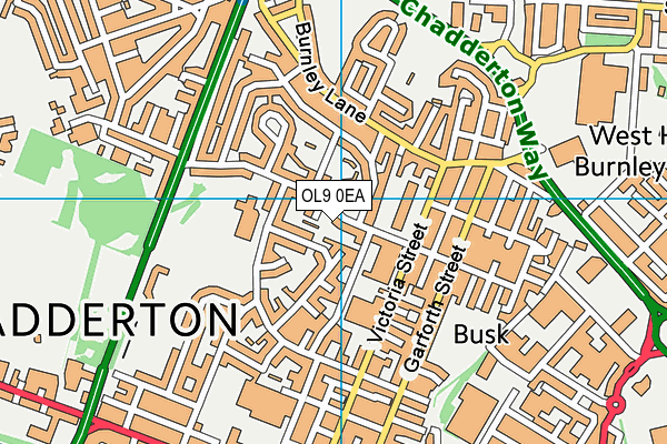 OL9 0EA map - OS VectorMap District (Ordnance Survey)