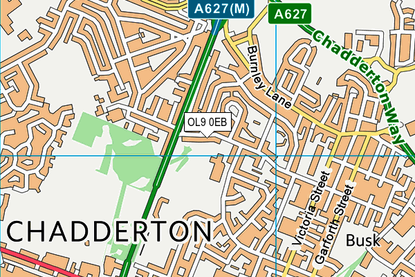 OL9 0EB map - OS VectorMap District (Ordnance Survey)