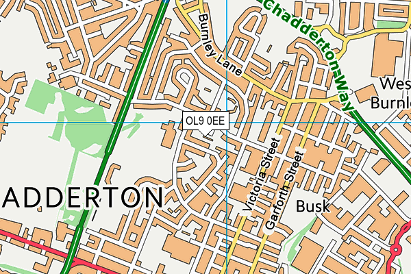 OL9 0EE map - OS VectorMap District (Ordnance Survey)