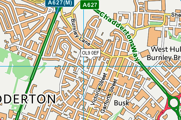 OL9 0EF map - OS VectorMap District (Ordnance Survey)