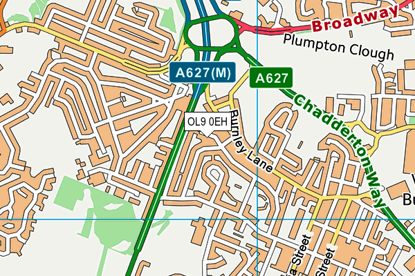 OL9 0EH map - OS VectorMap District (Ordnance Survey)