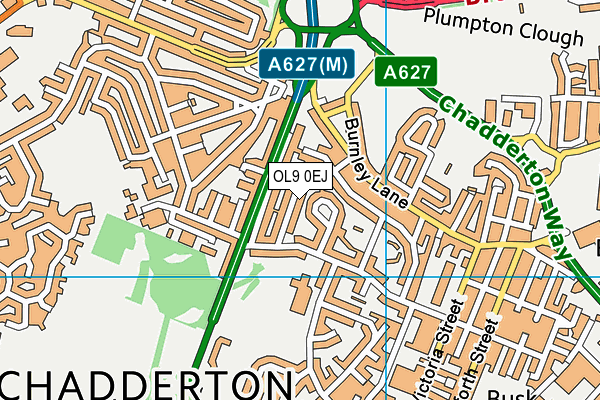 OL9 0EJ map - OS VectorMap District (Ordnance Survey)