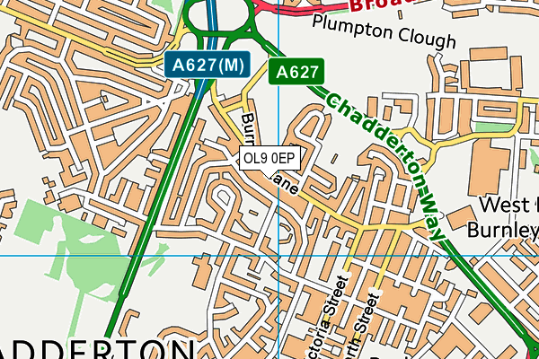 OL9 0EP map - OS VectorMap District (Ordnance Survey)