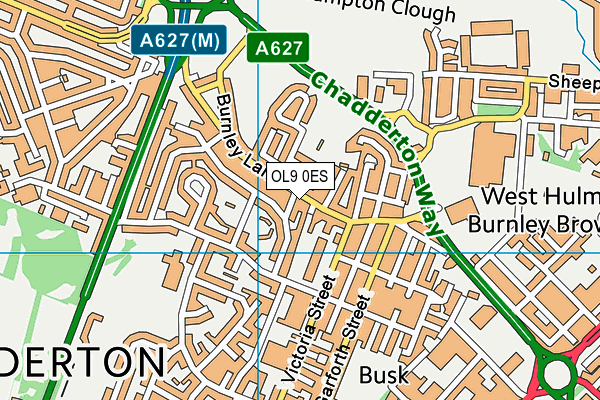 OL9 0ES map - OS VectorMap District (Ordnance Survey)