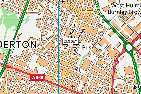 OL9 0EY map - OS VectorMap District (Ordnance Survey)