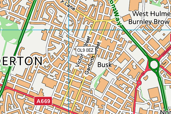 OL9 0EZ map - OS VectorMap District (Ordnance Survey)