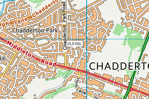 OL9 0GL map - OS VectorMap District (Ordnance Survey)