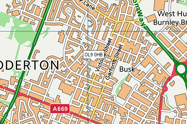 OL9 0HB map - OS VectorMap District (Ordnance Survey)