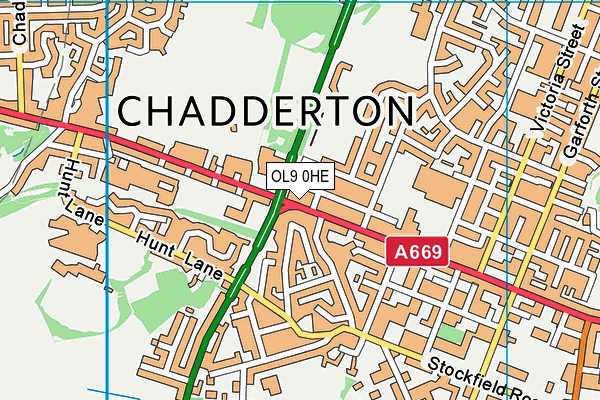 OL9 0HE map - OS VectorMap District (Ordnance Survey)