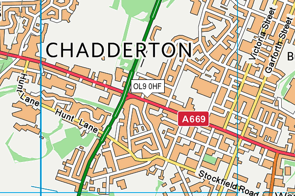 OL9 0HF map - OS VectorMap District (Ordnance Survey)