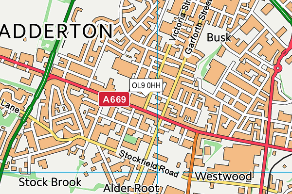 OL9 0HH map - OS VectorMap District (Ordnance Survey)