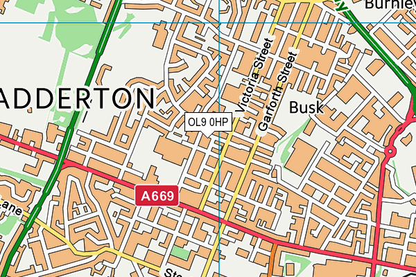 OL9 0HP map - OS VectorMap District (Ordnance Survey)