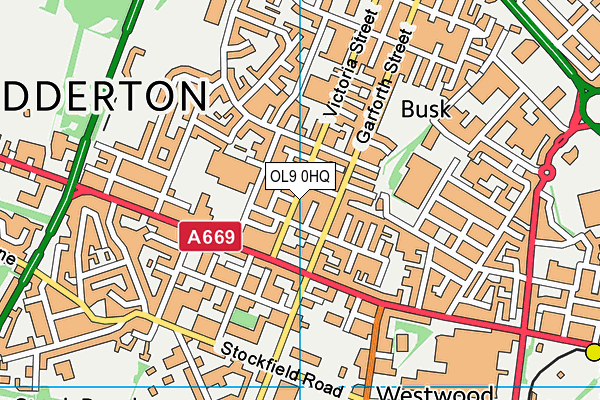 OL9 0HQ map - OS VectorMap District (Ordnance Survey)