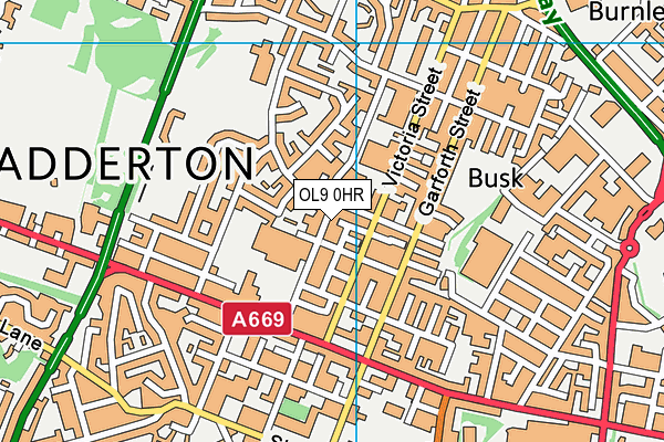 OL9 0HR map - OS VectorMap District (Ordnance Survey)